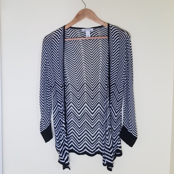 White House Black Market Sweaters - NWOT WHBM Chevron Pointelle Open Cardigan